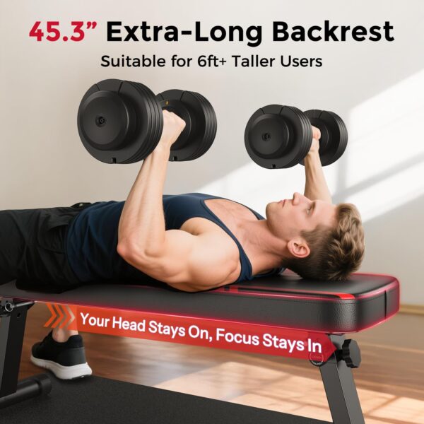 FLYBIRD Flat Weight Bench Foldable 1000 LBS Weight Capacity for Strength Training Bench Press, 45.3 Inches Long Workout Benches for Home