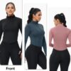 Dalavch 3 Pack Womens Cropped Full Zip up Workout Jacket Slim Fit Running Athletic Gym Yoga Sports Jacket with Thumb Holes 1 Black 1 Pink 1 Blue Medium