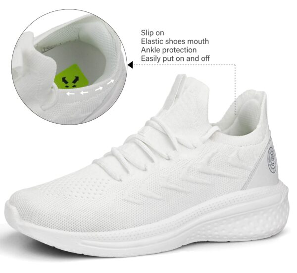 71lZ18R11cL Pujcs Womens Walking Shoes Lightweight Tennis Shoes Breathable Running Shoes Non Slip Sneakers Gym Workout Mesh Sneakers White Size 7