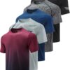 5 Pack Men’s Active Quick Dry Crew Neck T Shirts | Athletic Running Gym Workout Short Sleeve Tee Tops Bulk (Set 3, Large)