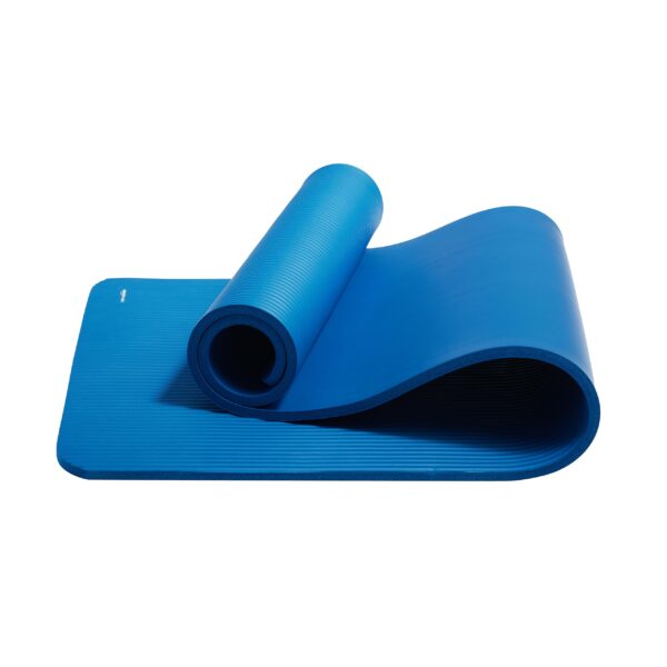 Amazon Basics 1/2 Inch Extra Thick Exercise Yoga Mat with Carrying Strap for Home Workouts and Fitness, Non-Slip, Cushioned Support, 74" x 24" x 0.5", Blue