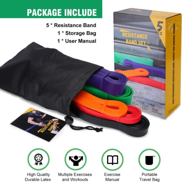 71tk9q8cAtL Resistance Bands, Pull Up Assist Bands - Workout Bands, Eexercise Bands for Working Out, Fitness, Training, Physical Therapy for Men Women - Multicolor