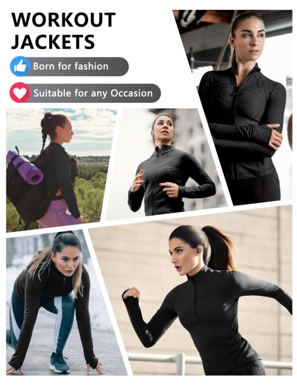 Dalavch 3 Pack Womens Cropped Full Zip up Workout Jacket Slim Fit Running Athletic Gym Yoga Sports Jacket with Thumb Holes 1 Black 1 Pink 1 Blue Medium