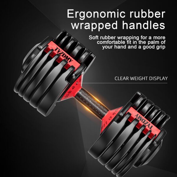 TYZDMY Adjustable Dumbbells Set of 2，Free Weights Dumbbells Set，Adjustable Dumbbell Set，52.5 lbs pair 105 lbs，15 in 1，for Men/Women Gym Equipment for Home Strength Training Equipment