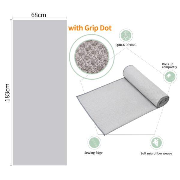 CYCLXY 2 Pack Hot Yoga Towel with Grip Dot，Stickyfiber Yoga Mat Towels Non Slip for Hot Yoga,Absorbent Microfiber Sweat Anti-Slip Cover,Bikram,Pilates,Exercise,Fitness
