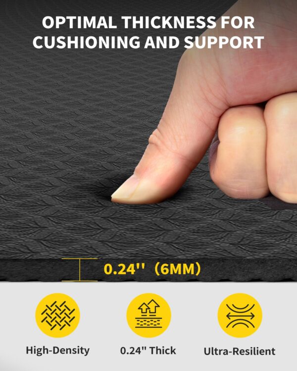 CAMBIVO Large Yoga Mat (6'x 4'), Extra Wide Workout Mat for Men and Women, 1/3 &1/4 Thick Exercise Fitness TPE Mat for Home Gym, Yoga, Pilates, Workout (Black),6mm