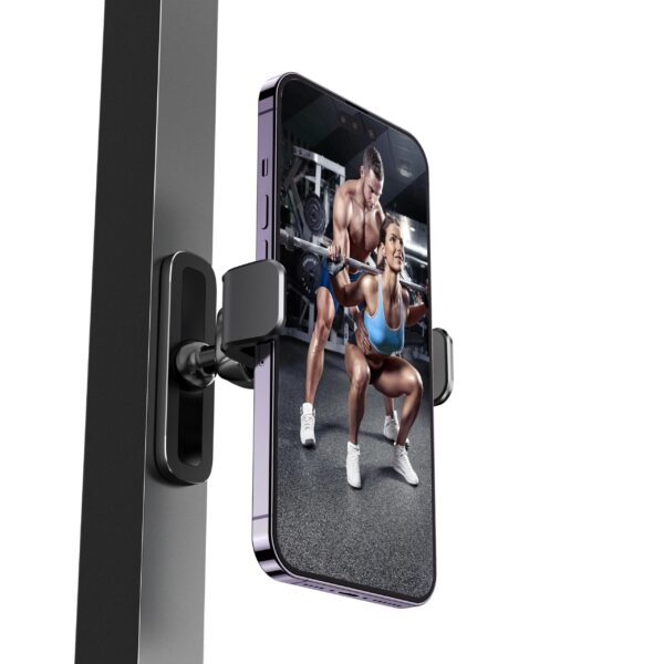 APPS2Car Magnetic Phone Holder for Gym, Alloy Base and Joint for Strong Hold, 360° Adjustable, Compatible with 4.7-6.5 Inch iPhone & Android Phones, Secure Workout Equipment Accessory for Men Women