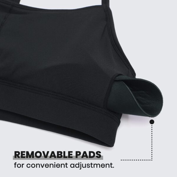 CRZ YOGA Butterluxe Y Back Sports Bras for Women - Padded Racerback Low Impact Spaghetti Thin Strap Workout Yoga Top Black Medium