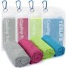 YESLIFE 4 Pack Cooling Towel 40"x12", Gym Towels for Men and Women, Soft Breathable Workout Towels for Yoga, Running, Sport, & More (Blue, Grey, Green, Pink)