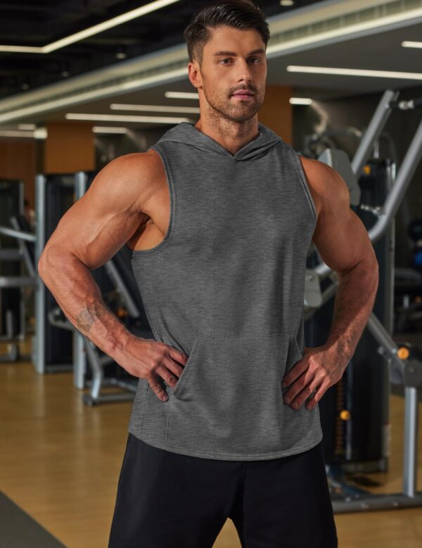 COOFANDY Men's Workout Hooded Tank Tops Bodybuilding Muscle Cut Off T Shirt Sleeveless Gym Lifting Hoodies 2 Pack
