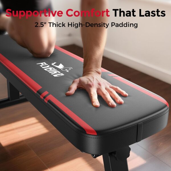 FLYBIRD Flat Weight Bench Foldable 1000 LBS Weight Capacity for Strength Training Bench Press, 45.3 Inches Long Workout Benches for Home