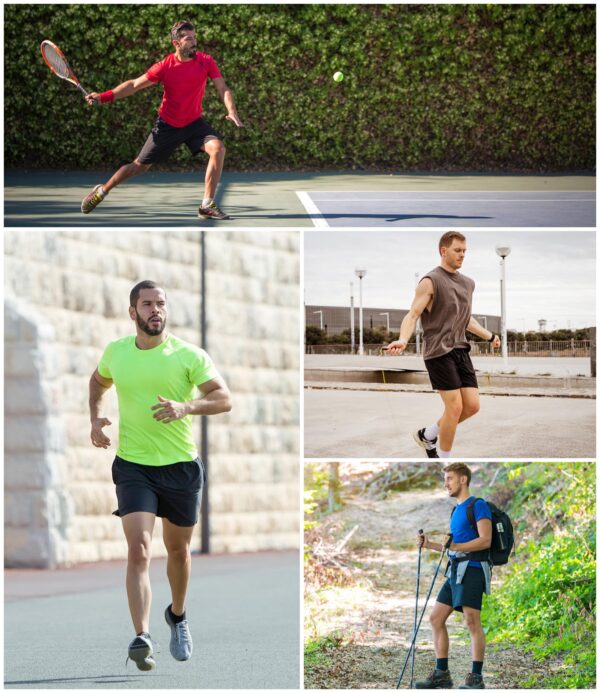 Kinglaman 4 Pack Mens 2 in 1 Running Workout Shorts with Liner, Gym Athletic Quick Dry Sport Shorts with Pockets 2 Black 1 Blue 1 Gray Large