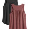 81ZoBDUMgNL PINSPARK Tank Top for Women Sleeveless Quick Dry Running Yoga Shirts Racerback Workout Tank Tennis Tops for Summer Loose Fit,Black/Red L