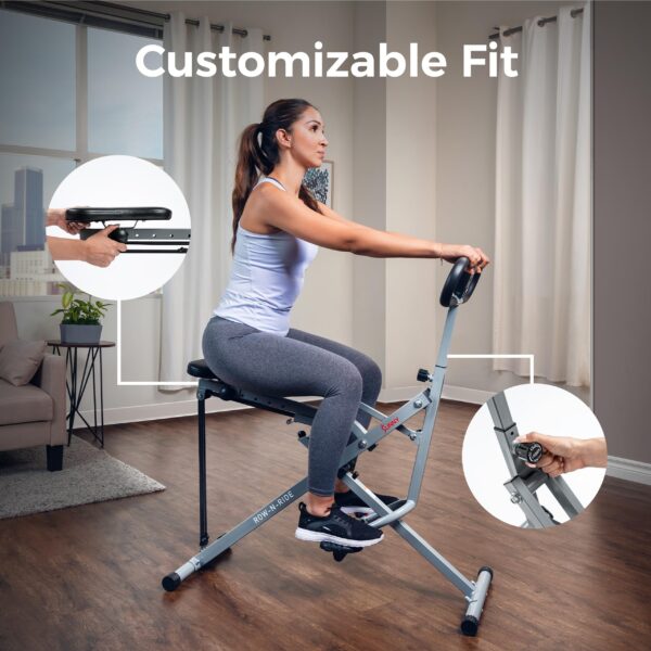 Sunny Health & Fitness Smart Upright Row-N-Ride Exerciser, Squat Assist Trainer for Glutes Workout with Adjustable Resistance, Easy Setup & Foldable, Glute & Leg Exercise Machine- NO. 077S