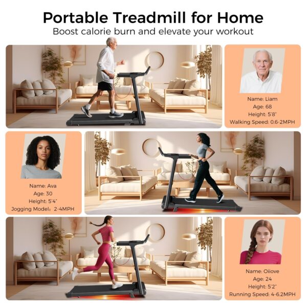 Aiteid Treadmill with Incline,3.0HP Small Treadmills for Home,Portable Electric Treadmill with Handles,Lightweight Walking Pad,Compact Running Treadmills,Walking Pad with Handle,300LBS Capacity(Black)