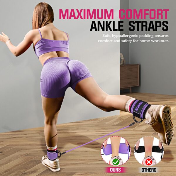 Ayombo Ankle Resistance Bands with Cuffs, Home Gym Workout Equipment, Lifting Glute Butt Exercise Equipment for Women, Ankle Weights Fitness Set, Leg Booty Equipment for Training Perfect Body Shape