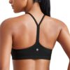 CRZ YOGA Butterluxe Y Back Sports Bras for Women - Padded Racerback Low Impact Spaghetti Thin Strap Workout Yoga Top Black Medium