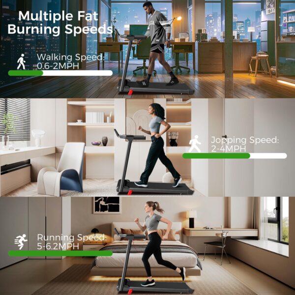 Portable Treadmill with Incline, 3.0HP Walking Pad with Handle Bar, 3-in-1 Foldable Treadmill for Home Office Small Space with Quiet Brushless, 300 LBS Capacity