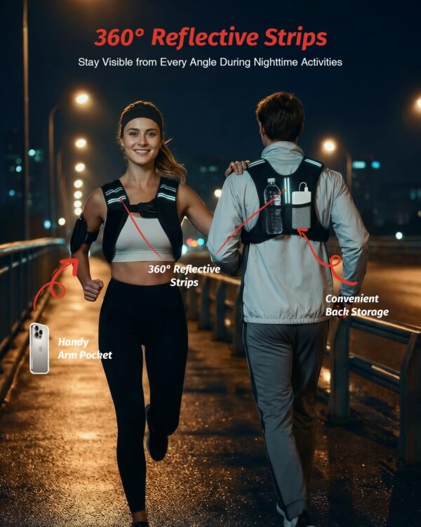 ZELUS Weighted Vest, 6lb/8lb/12lb/16lb/20lb/25lb/30lb Weight Vest with Reflective Stripe for Workout, Strength Training, Running, Fitness, Muscle Building, Weight Loss, Weightlifting, Black(12 lb)