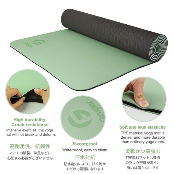 Yoga Mat Non Slip, Eco Friendly Fitness Exercise Mat with Carrying Strap