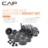 CAP Barbell 66 lb Multi-Use Adjustable Weight Set - Versatile Dumbbell, Barbell & Kettlebell for Full-Body Workouts | Gray