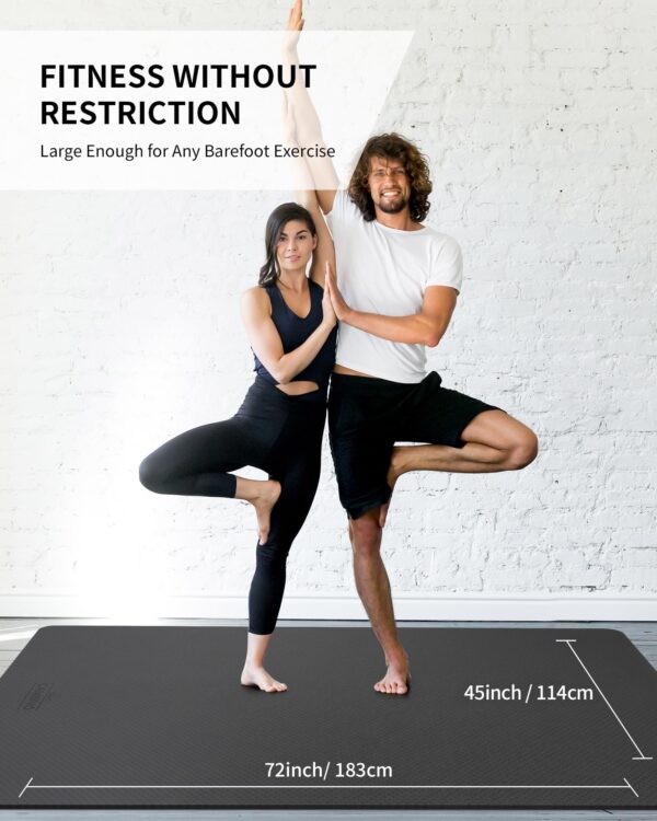 CAMBIVO Large Yoga Mat (6'x 4'), Extra Wide Workout Mat for Men and Women, 1/3 &1/4 Thick Exercise Fitness TPE Mat for Home Gym, Yoga, Pilates, Workout (Black),6mm